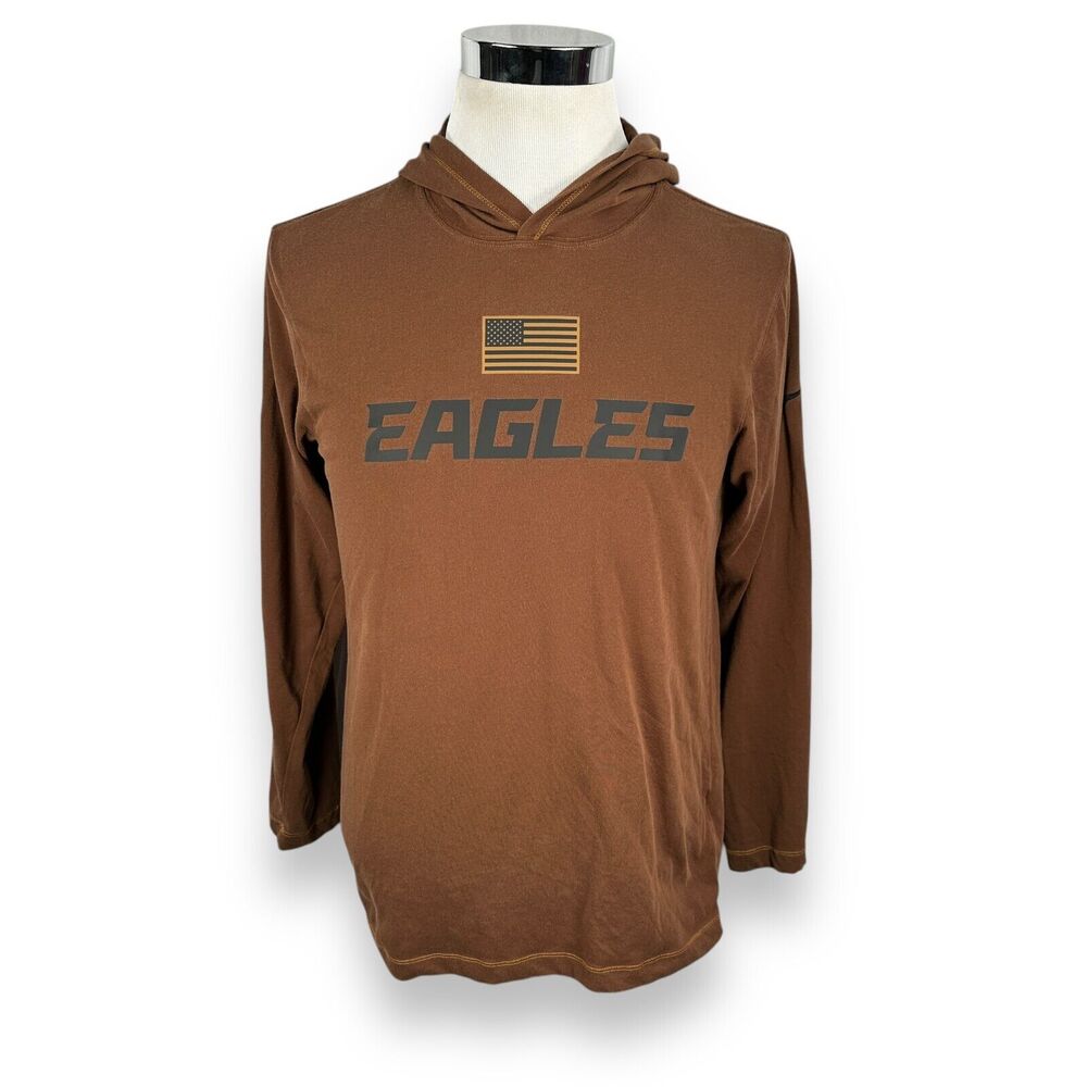 Nike Philadelphia Eagles Salute To Service T-Shirt Hoodie‎ Men’s Small NFL Brown
